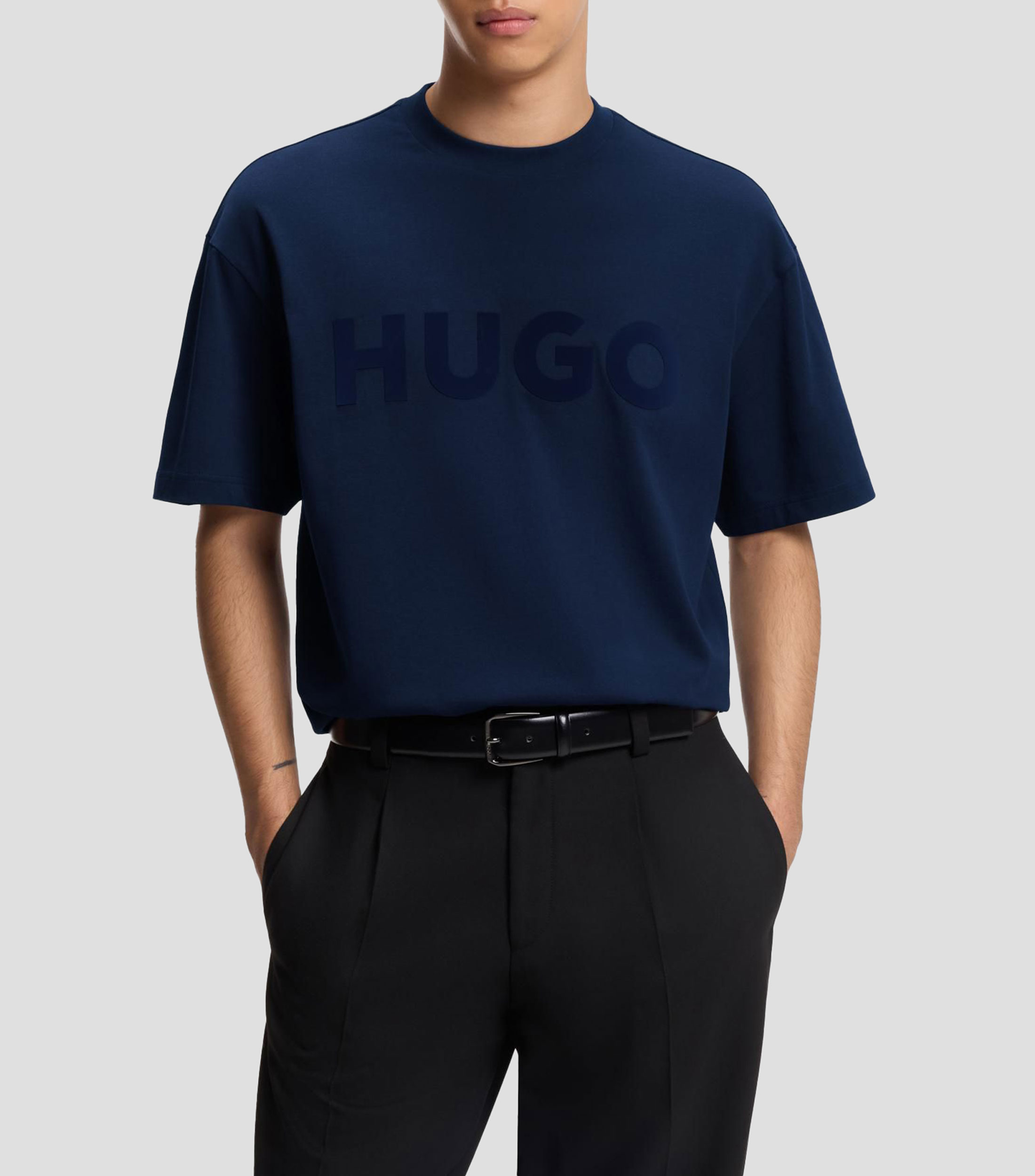 Playera de punto de algodón con logo reflectante Hombre